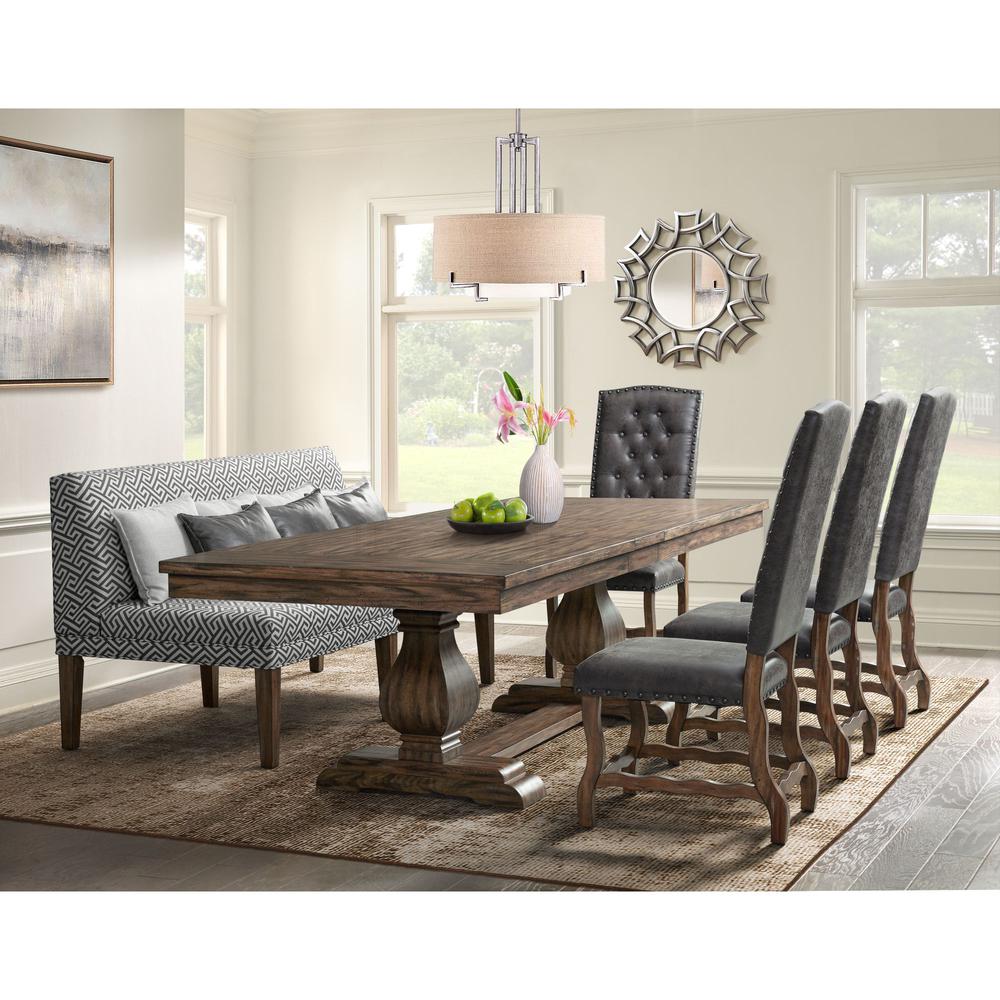 Picket House Furnishings Hayward 6PC Dining Set-Table, Four Tufted Tall Back Chairs and Settee. Picture 1