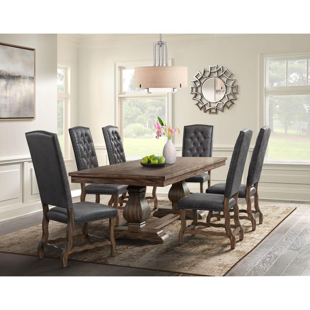 Picket House Furnishings Hayward 7PC Dining Set-Table and Six Tufted Tall Back Chairs. Picture 1