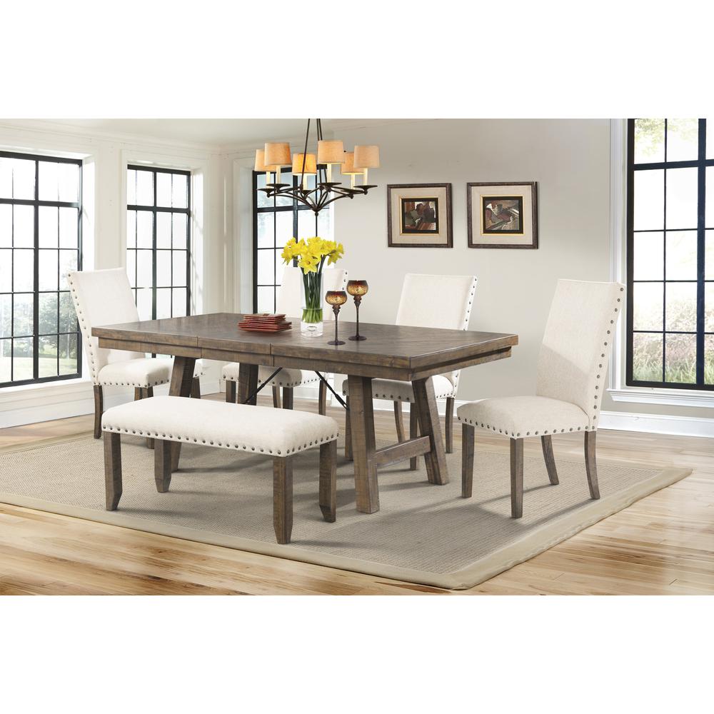 Dex 6PC Dining Set-Table, 4 Upholstered Side Chairs & Bench. Picture 1