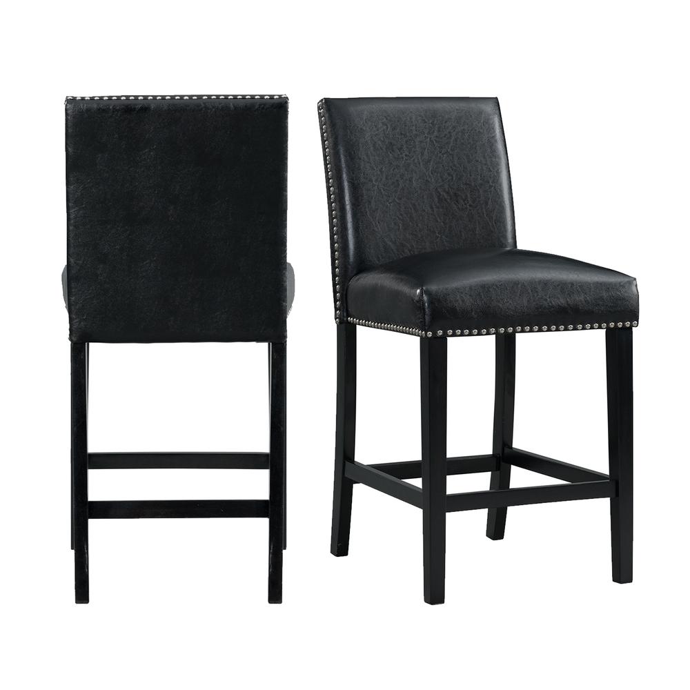 Picket House Furnishings Pia Faux Leather Counter Height Side Chair Set in Black. Picture 1