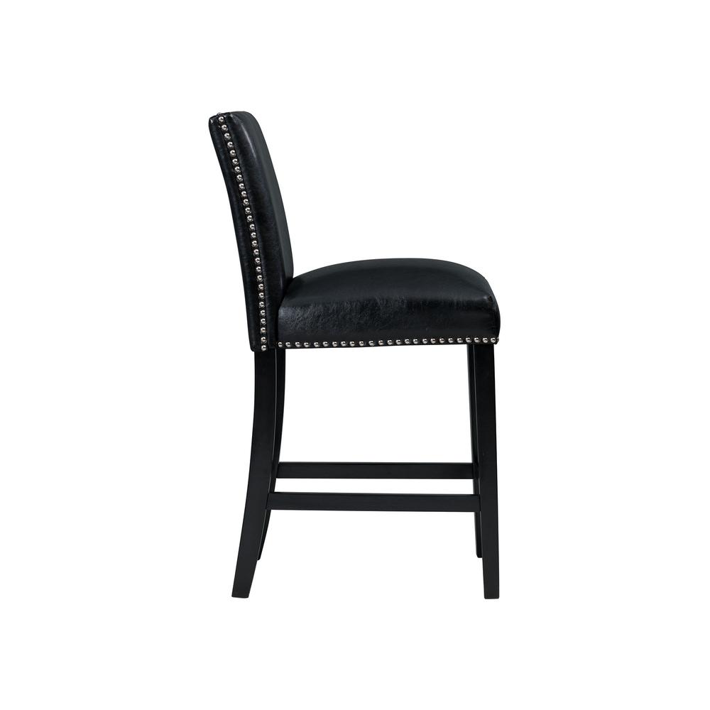 Picket House Furnishings Pia Faux Leather Counter Height Side Chair Set in Black. Picture 7