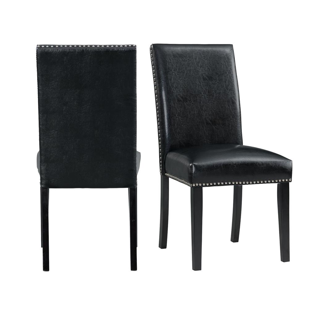 Picket House Furnishings Pia Faux Leather Side Chair Set in Black. Picture 1