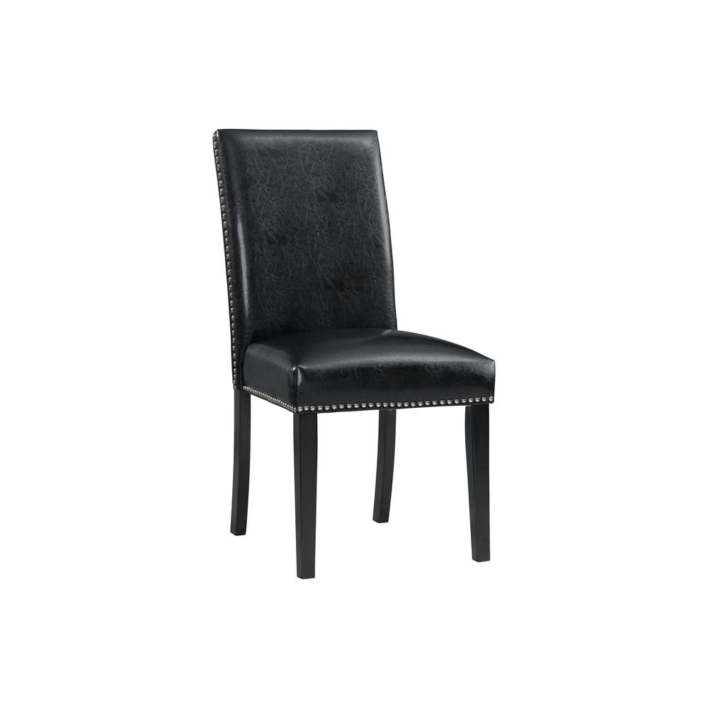 Picket House Furnishings Pia Faux Leather Side Chair Set in Black. Picture 5
