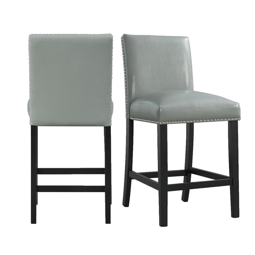 Pia Faux Leather Counter Height Side Chair Set in Grey. Picture 1