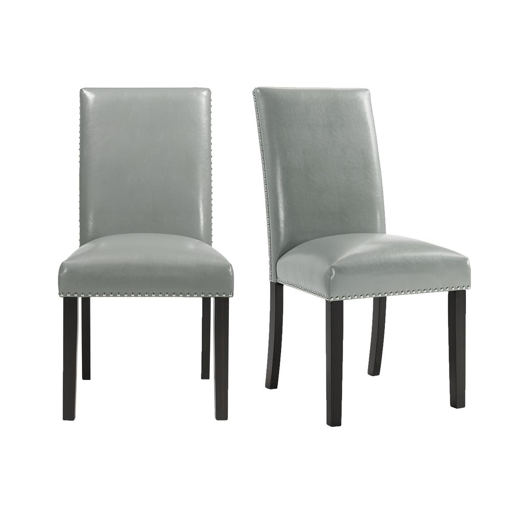 Pia Faux Leather Dining Side Chair Set in Grey. Picture 1