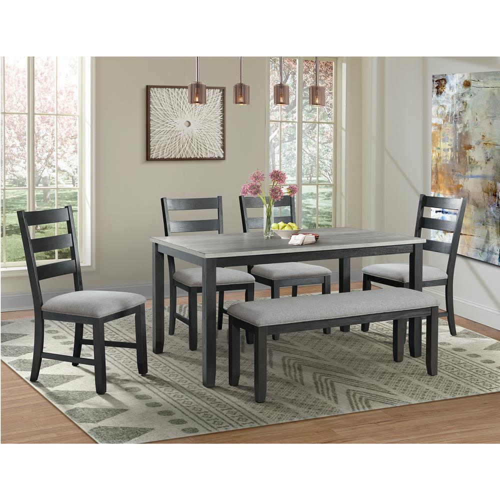Kona Gray 6PC Dining Set-Table, Four Chairs & Bench. The main picture.
