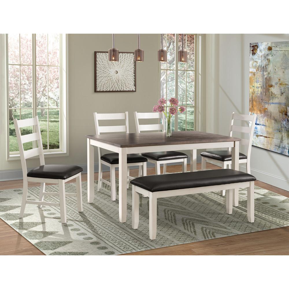 Kona Brown 6PC Dining Set-Table, Four Chairs & Bench. Picture 1