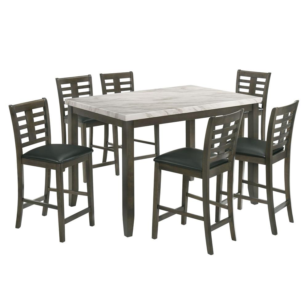 Nixon 7PC Counter Height Dining Set in White. Picture 1