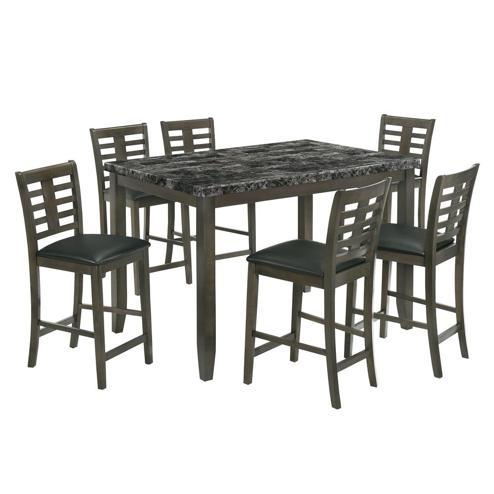Nixon 7PC Counter Height Dining Set in Gray. Picture 1