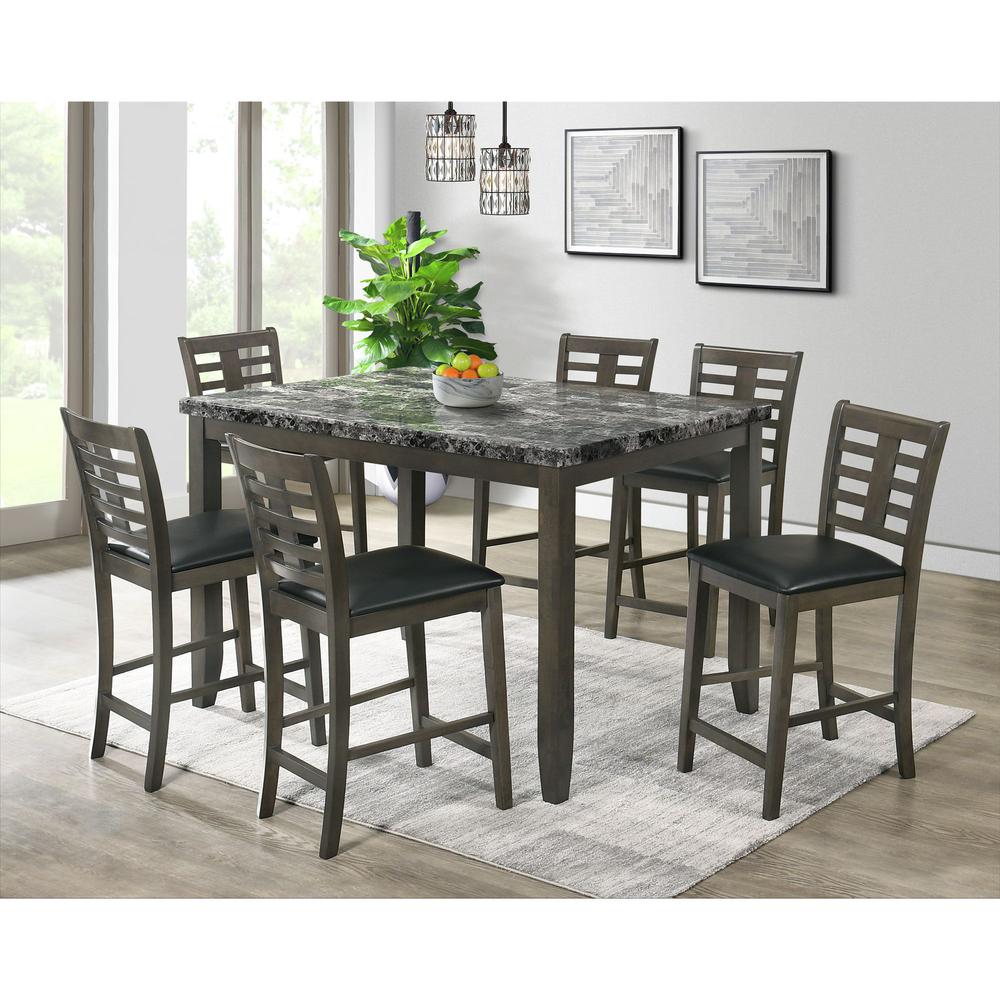 Nixon 7PC Counter Height Dining Set in Gray. Picture 2