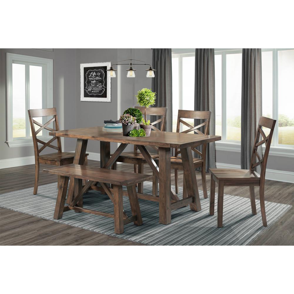 Regan 6PC Dining Set-Table, 4 Side Chairs & Bench. Picture 1