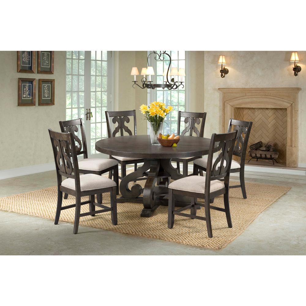Picket House Furnishings Stanford Round 7PC Dining Set-Round Table & 6 Chairs. Picture 1