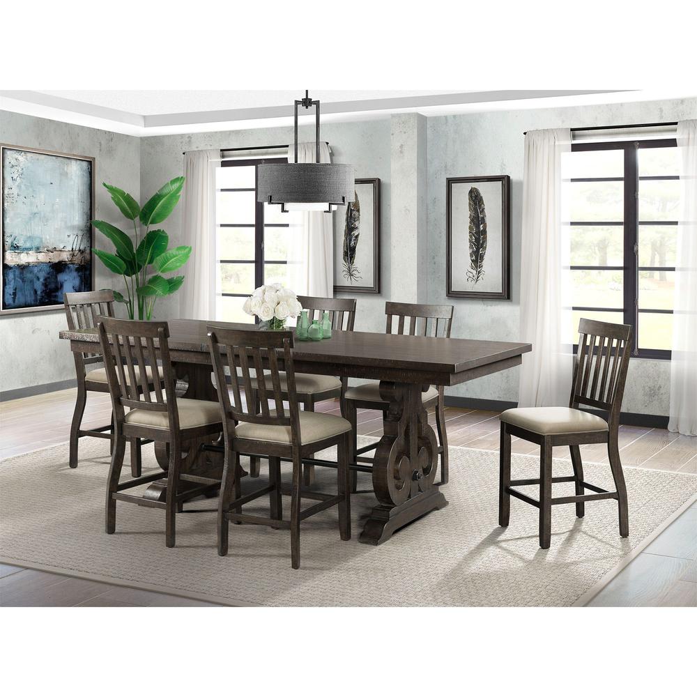 Stanford Counter Height 7PC Dining Set-Table & Six Slat Back Chairs. Picture 1