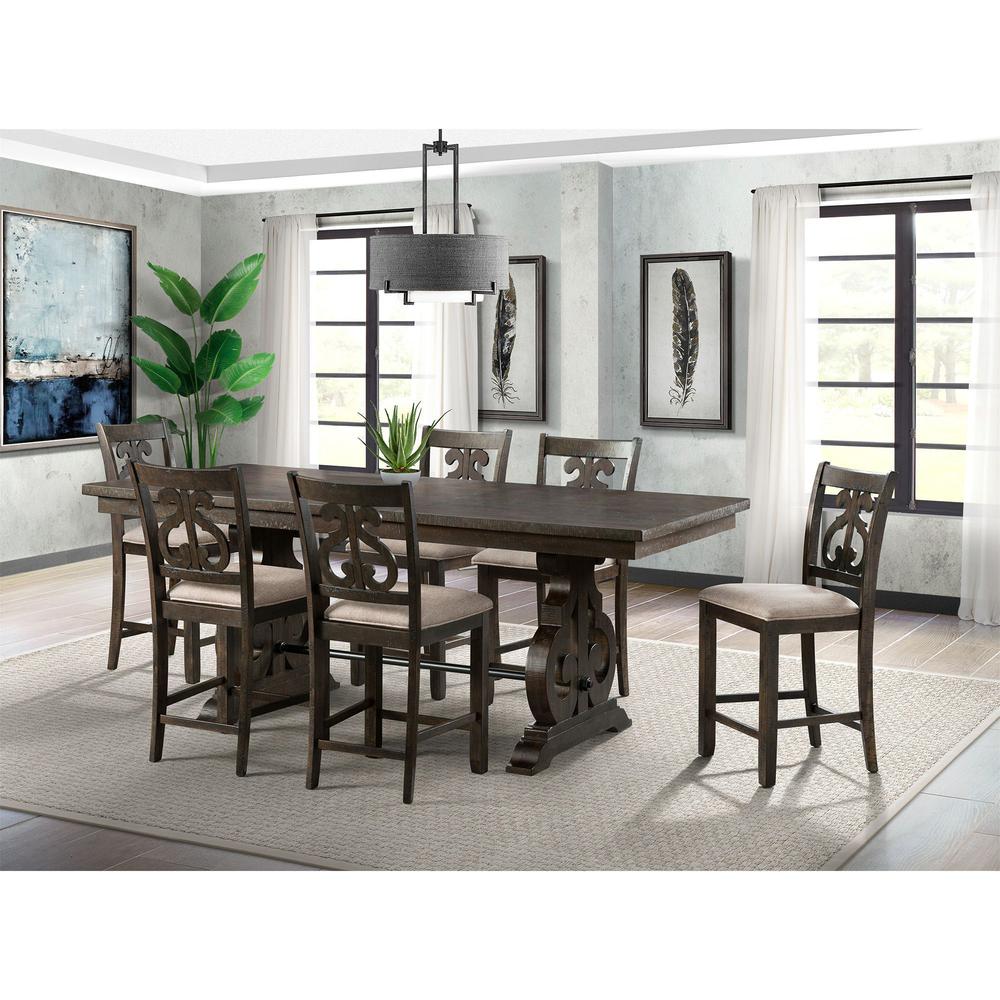 Stanford Counter Height 7PC Dining Set-Table & Six Swirl Back Chairs. Picture 1