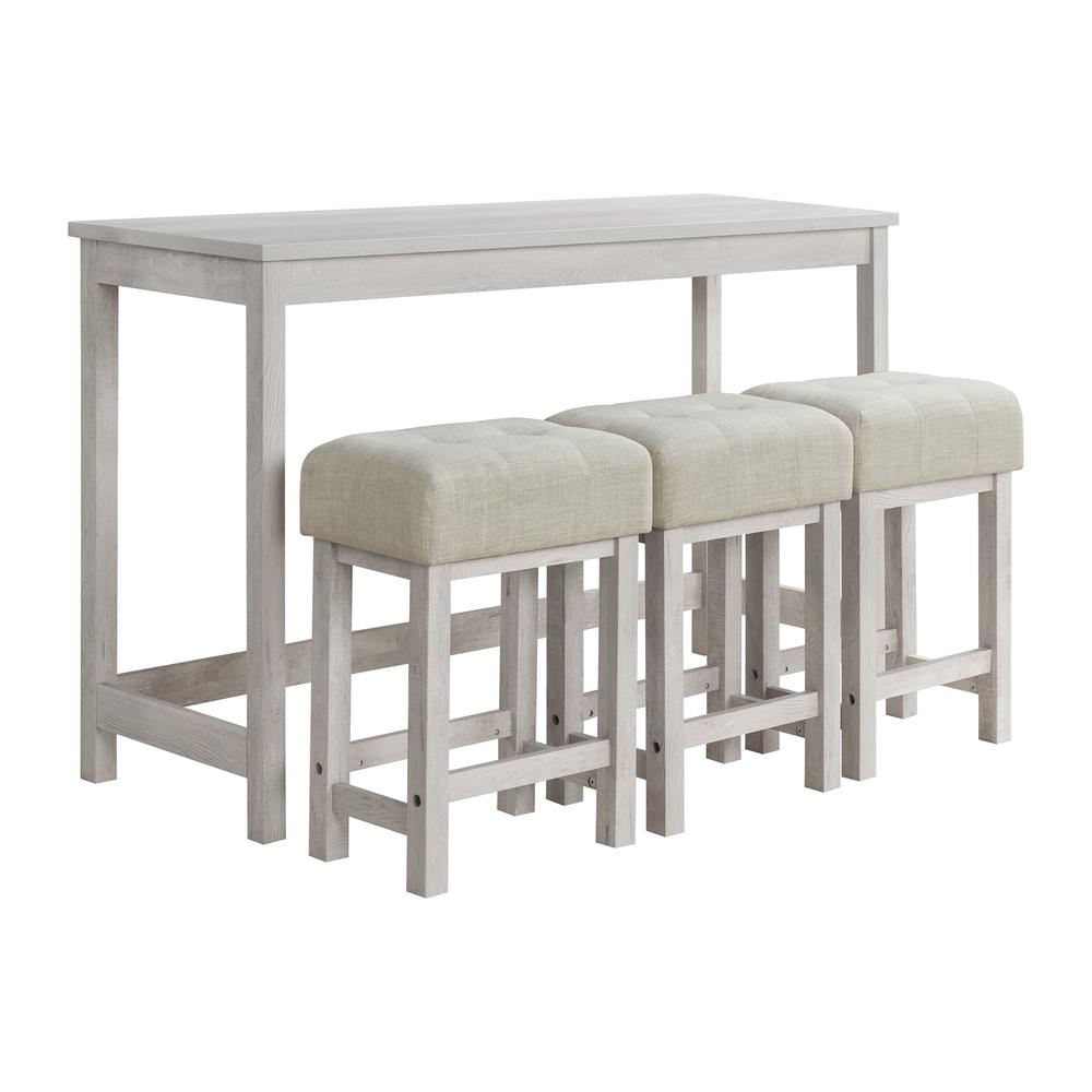 Holmes Bar Table Single Pack (1 Tables + 3 Stools) in White. Picture 1