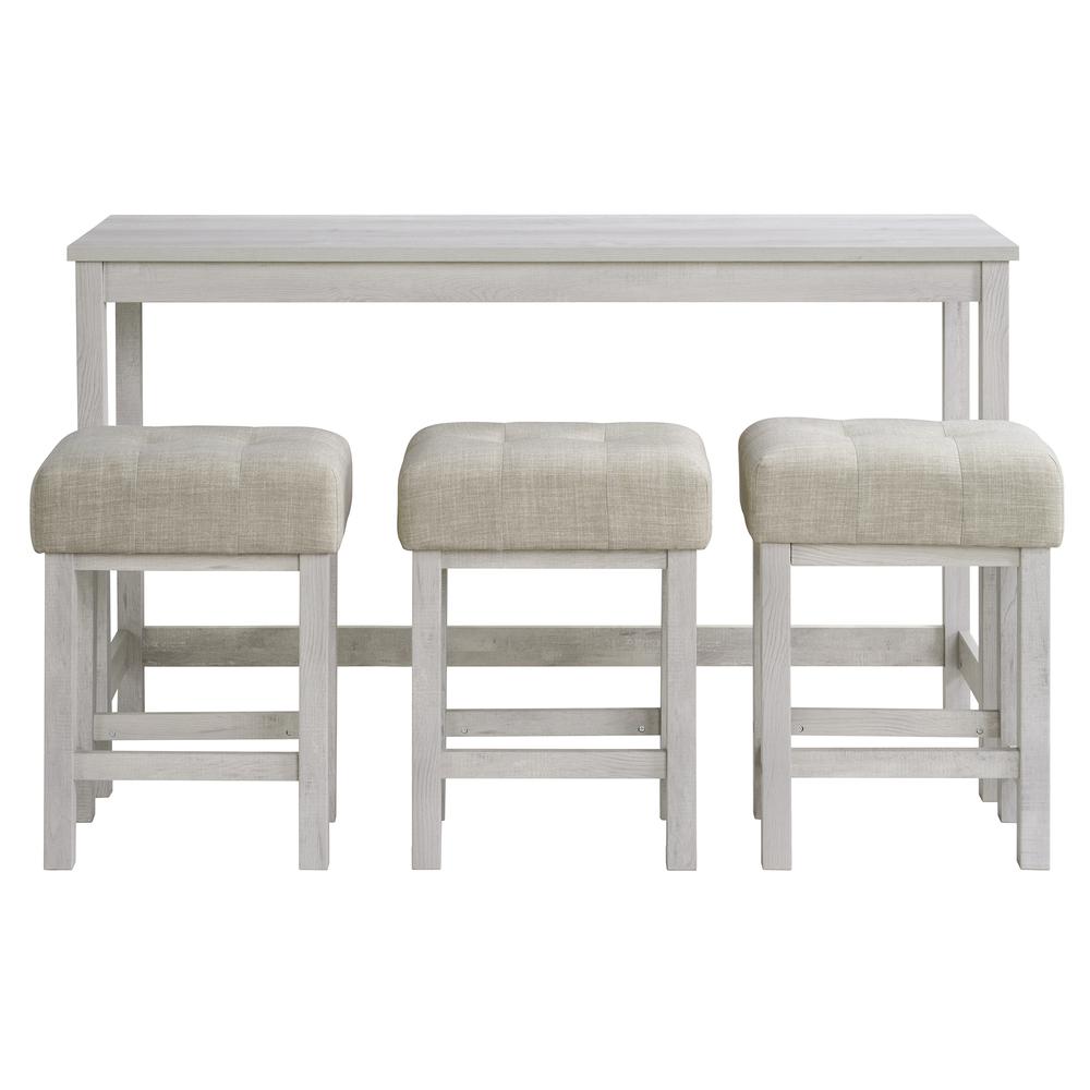 Holmes Bar Table Single Pack (1 Tables + 3 Stools) in White. Picture 2