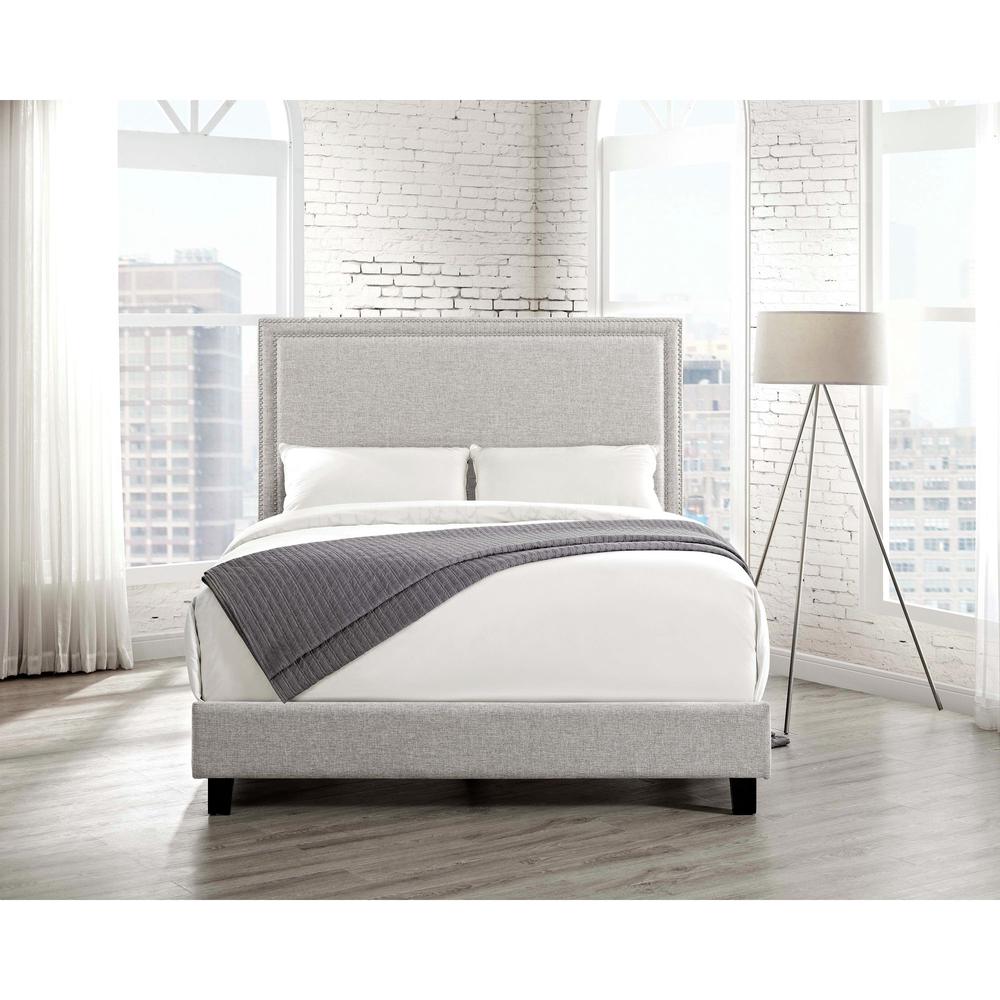 Picket House Furnishings Emery Upholstered Queen Platform Bed in Grey. Picture 2