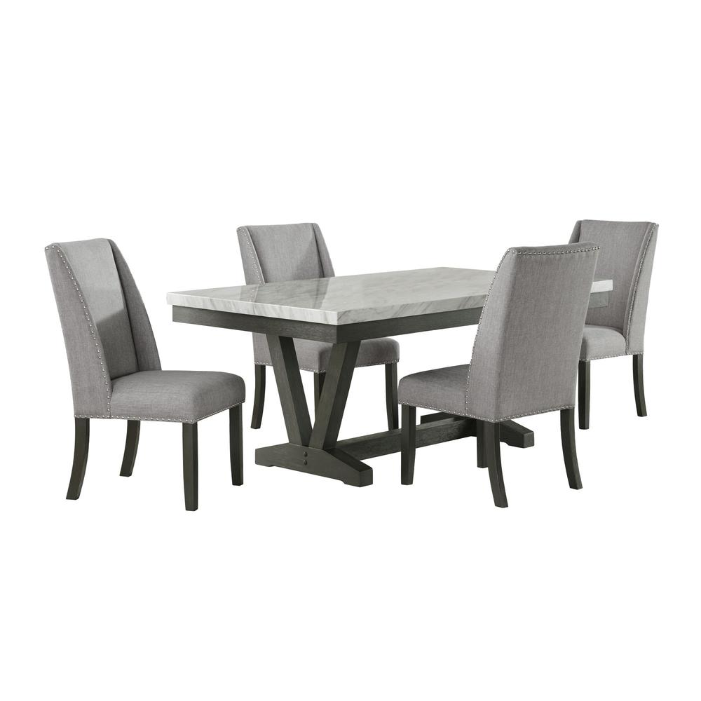 Eve 5PC Dining Set in Charcoal-Table & Four Chairs. Picture 1