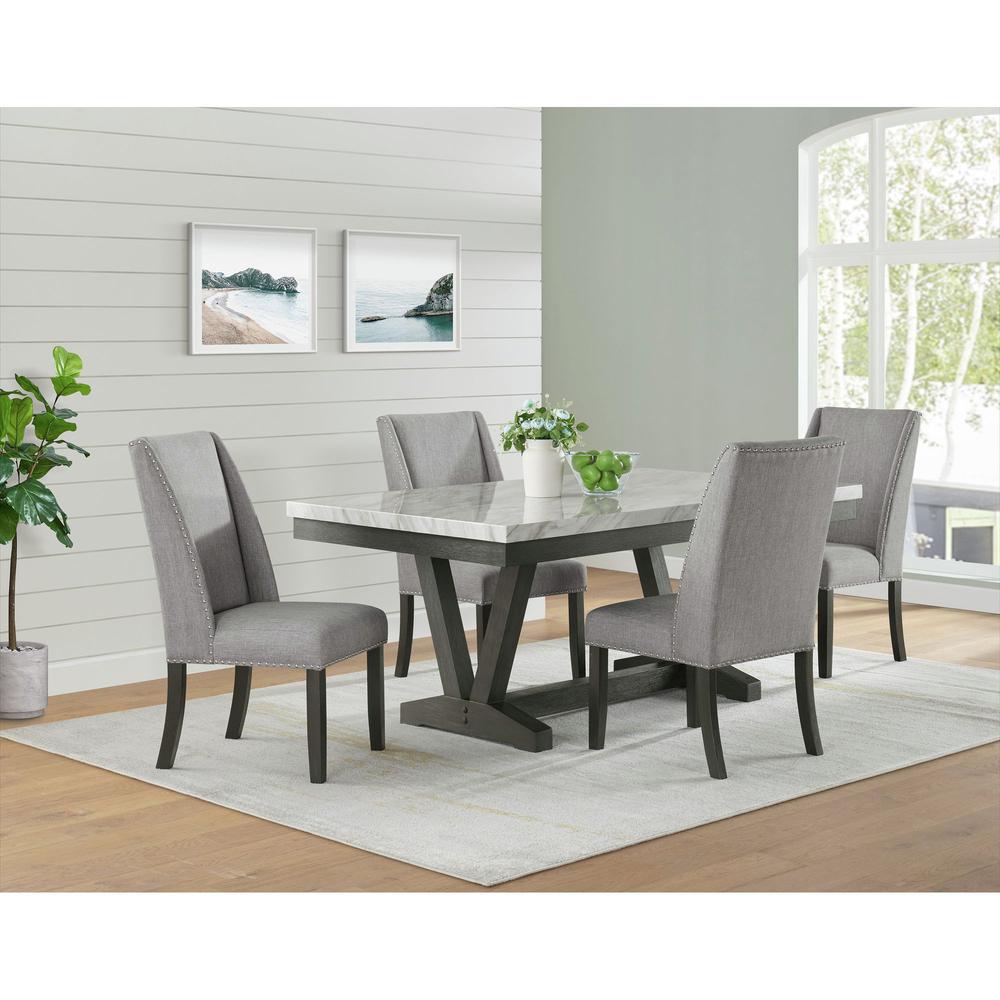 Eve 5PC Dining Set in Charcoal-Table & Four Chairs. Picture 11