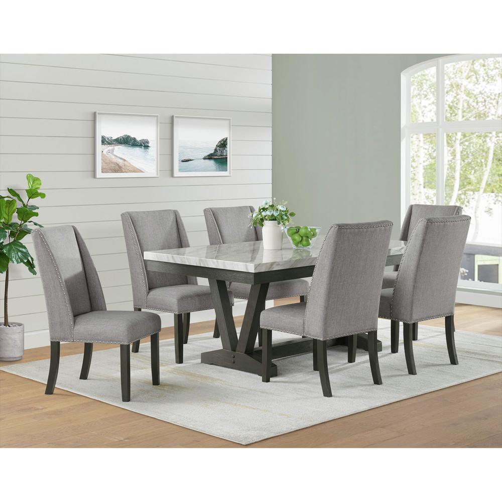 Eve 7PC Dining Set in Charcoal-Table & Six Chairs. Picture 15