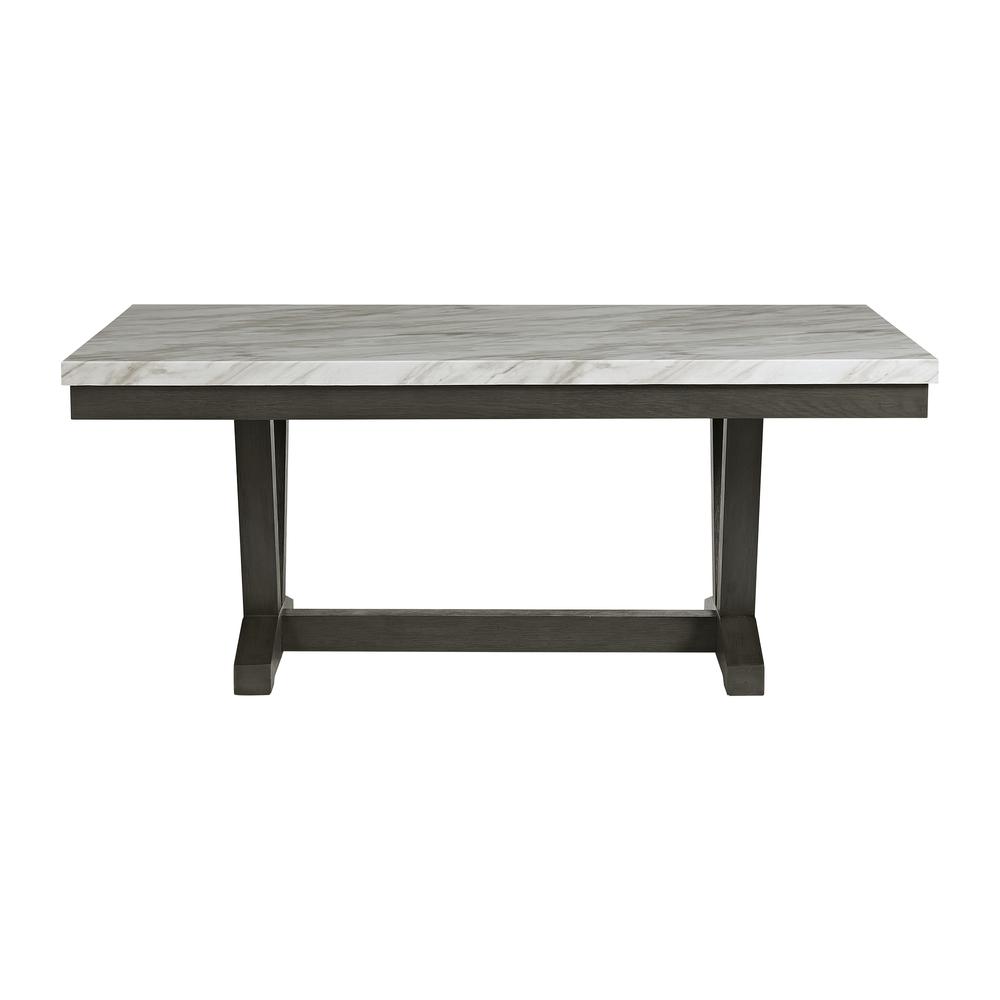 Eve Dining Table w/ White Faux Marble Top in Charcoal. Picture 2