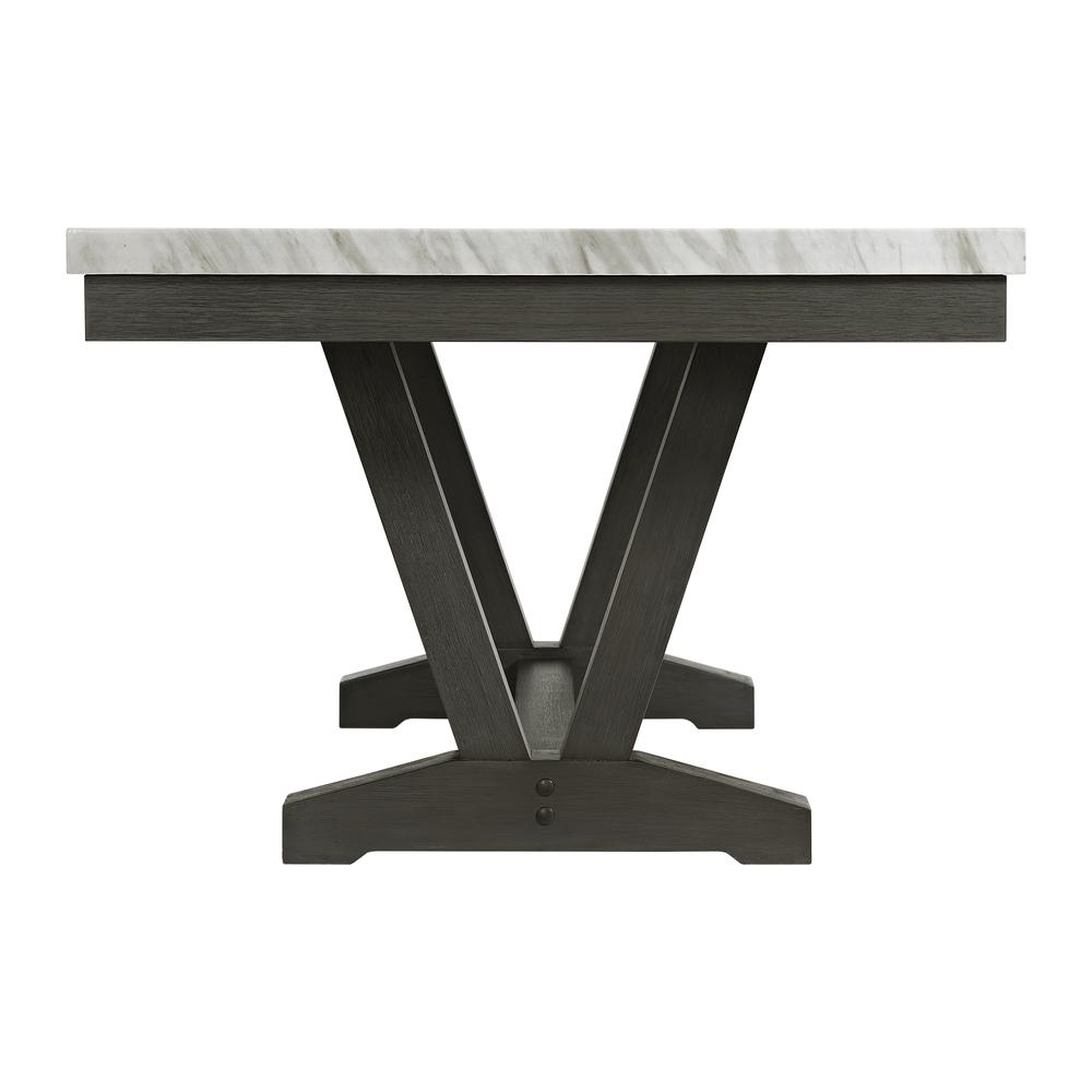 Eve Dining Table w/ White Faux Marble Top in Charcoal. Picture 3