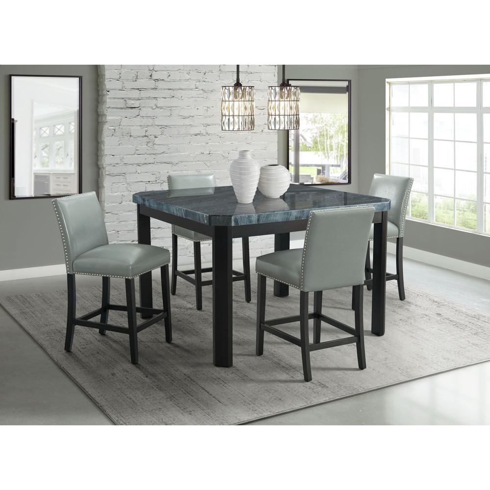 Picket House Furnishings Celine 5PC Counter Height Dining Set-Table & Four Grey Faux Leather Chairs. Picture 2