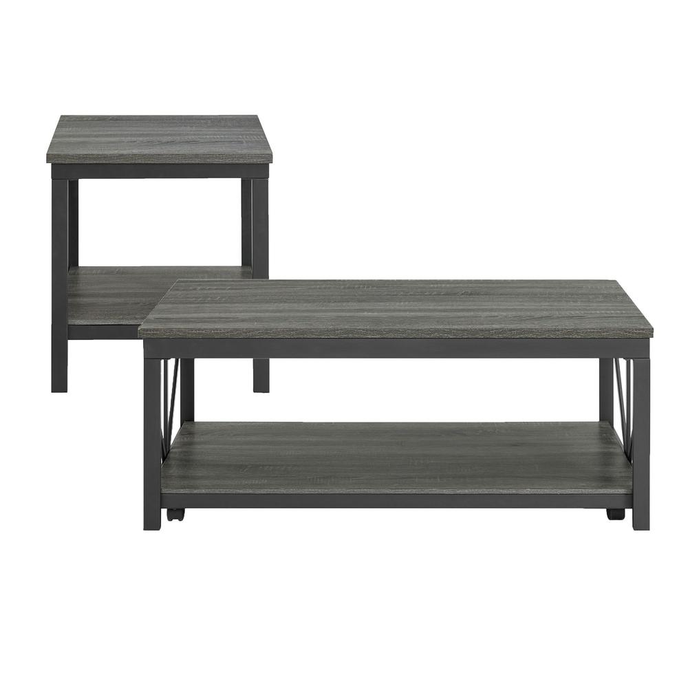 Owen 2PC Occasional Table Set in Grey-Coffee Table & End Table. Picture 1