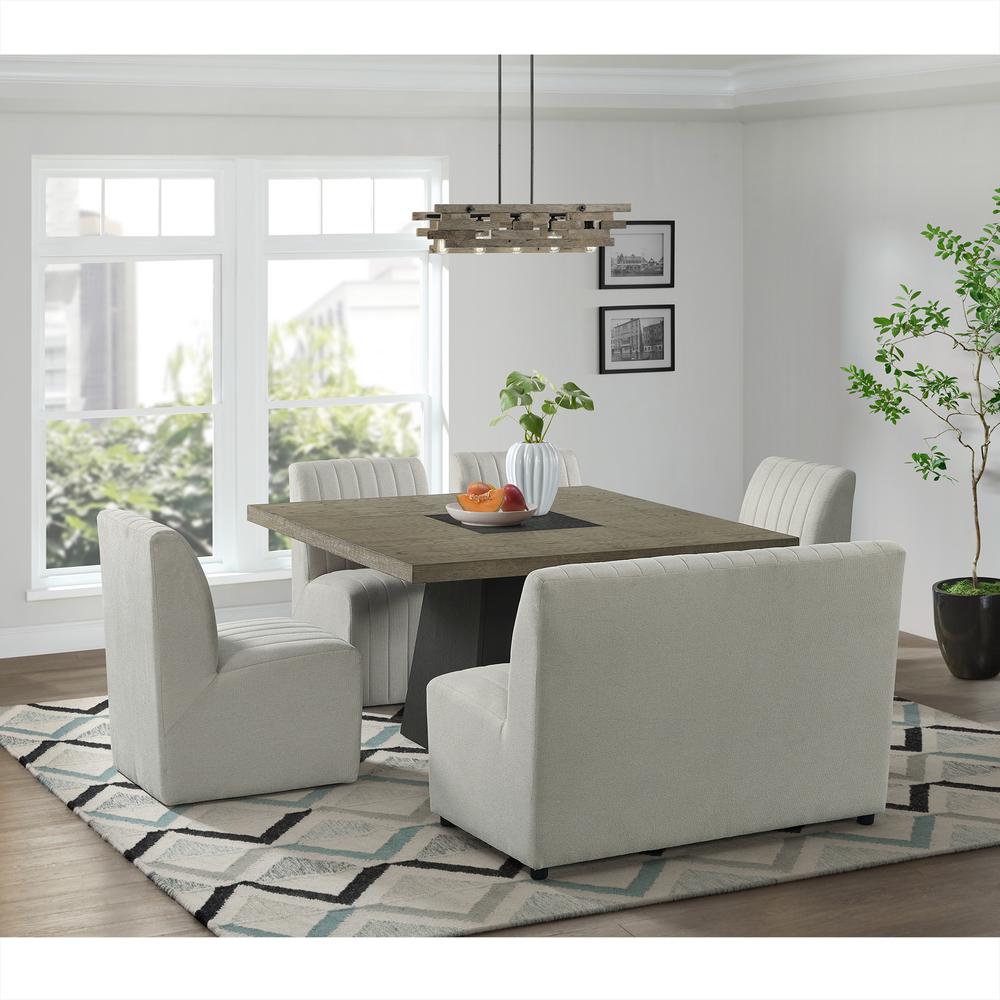 Rizzo 6PC Standard Height Dining Set in Grey-Square Table, Four Chairs & Bench. Picture 14