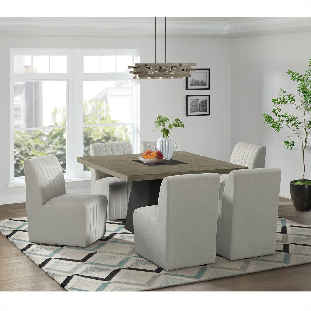 Rizzo 7PC Standard Height Dining Set in Grey-Square Table and Six Chairs. Picture 11