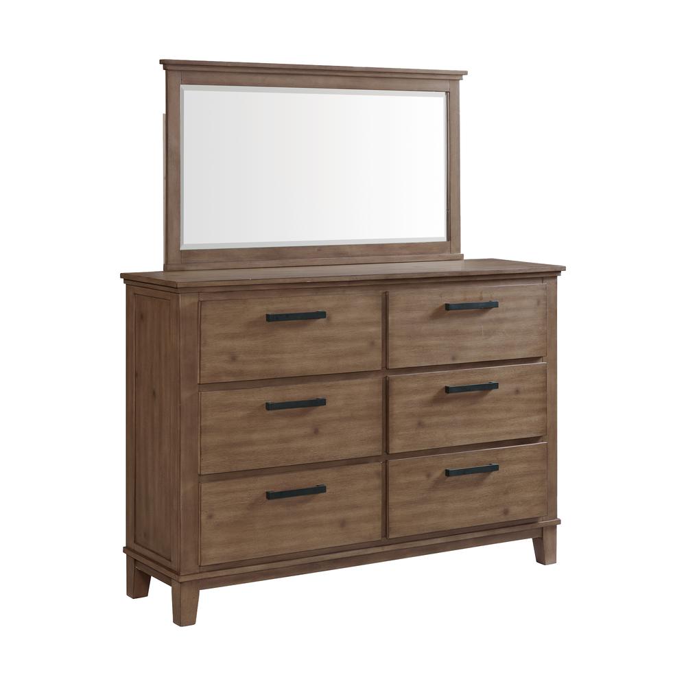 Picket House Furnishings Jaxon 6-Drawer Dresser with Mirror in Grey. Picture 3