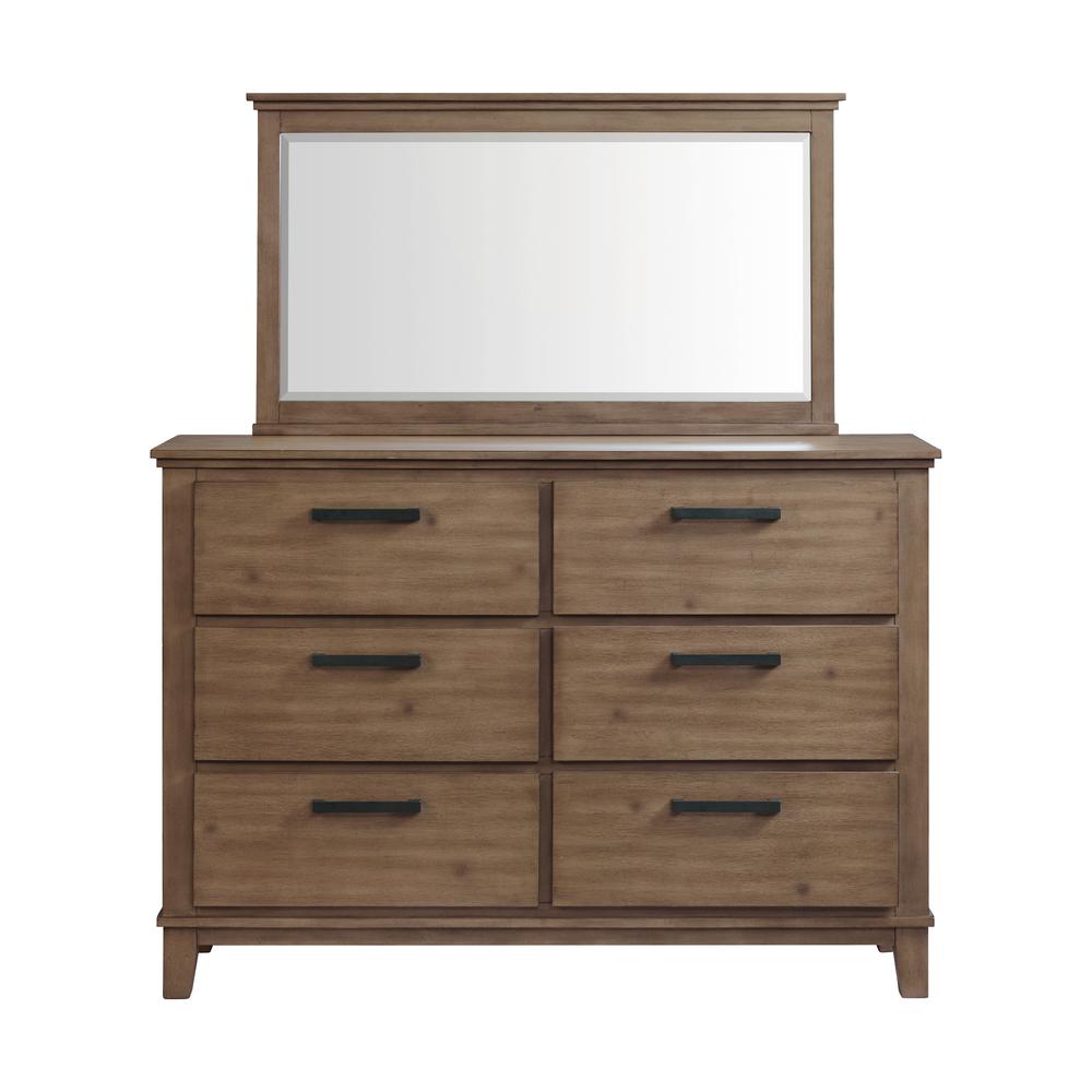 Picket House Furnishings Jaxon 6-Drawer Dresser with Mirror in Grey. Picture 2