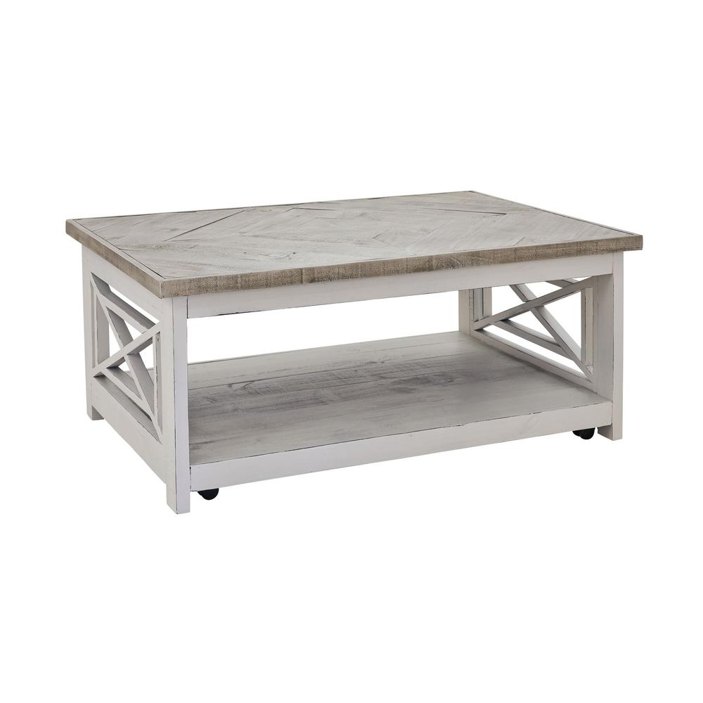 Picket House Furnishings Willa Rectangular Coffee Table in White. Picture 1