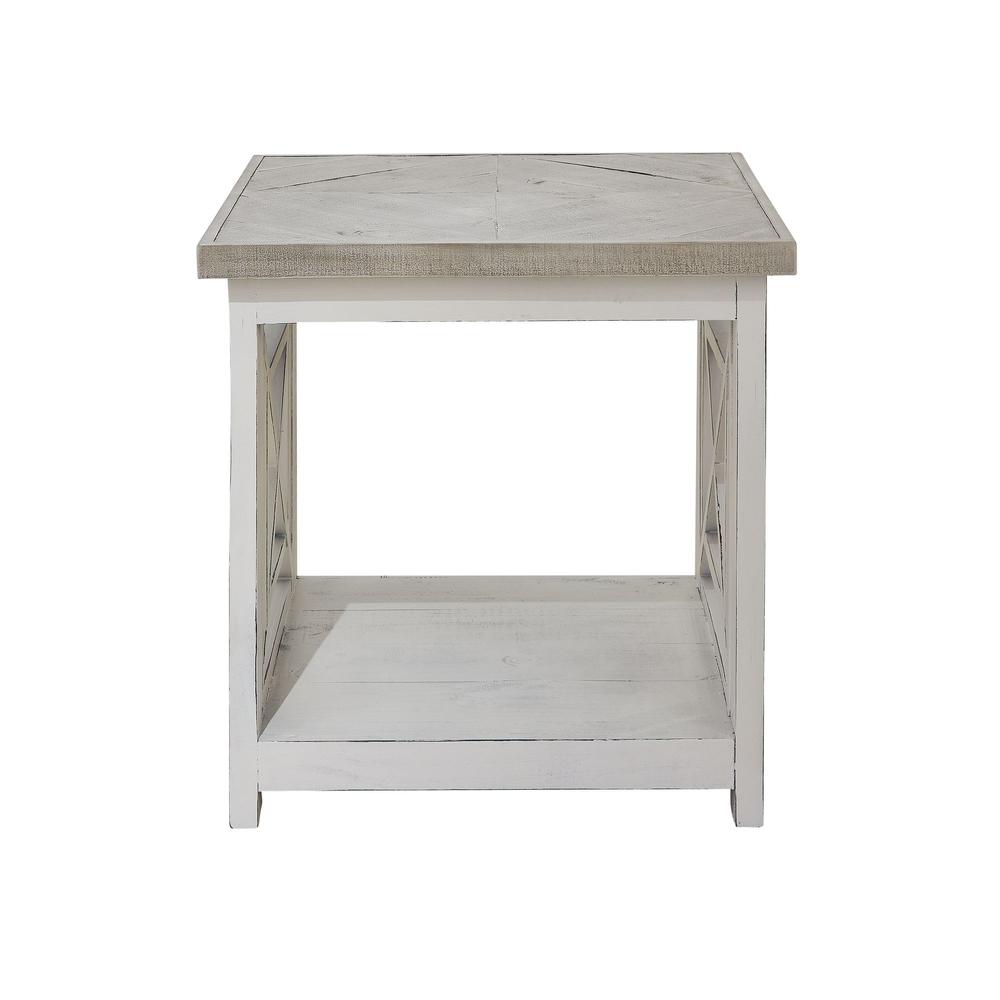 Picket House Furnishings Willa Square End Table in White. Picture 4
