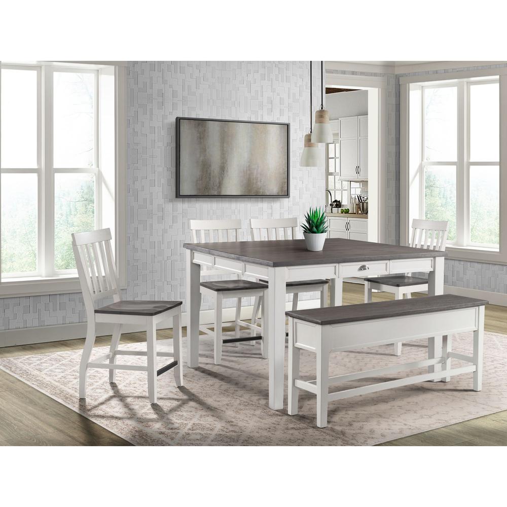 Picket House Furnishings Jamison Storage Counter Dining Bench in Gray. Picture 4