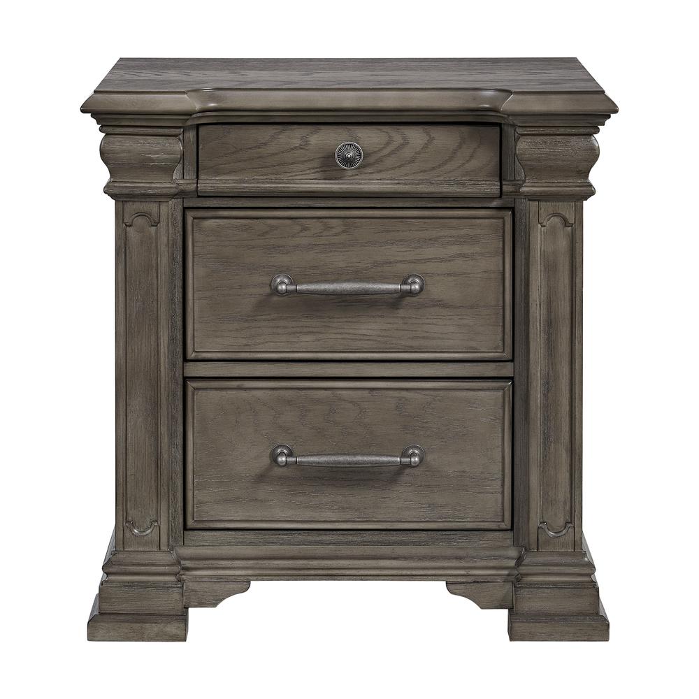 Paterson  3-Drawer Nightstand  (Sliding Top) in Grey. Picture 2