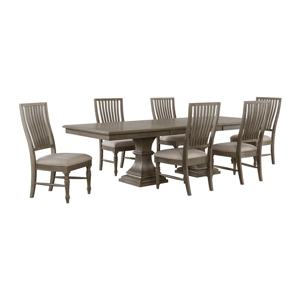 Royale 7PC Standard Height Dining Set in Grey-Rectangular Table and Six Chairs. Picture 1