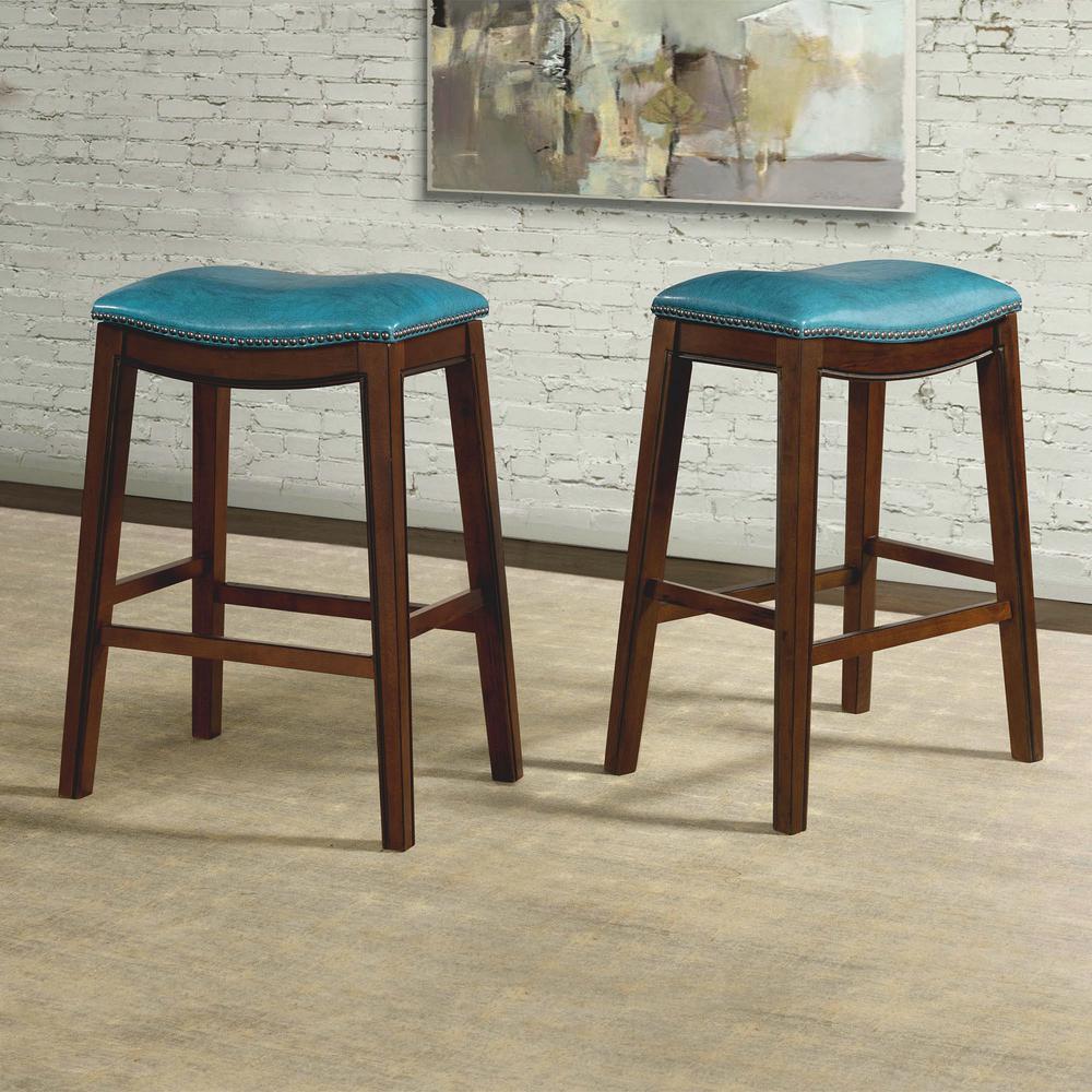 Bowen 30" Backless Bar Stool in Blue. Picture 6