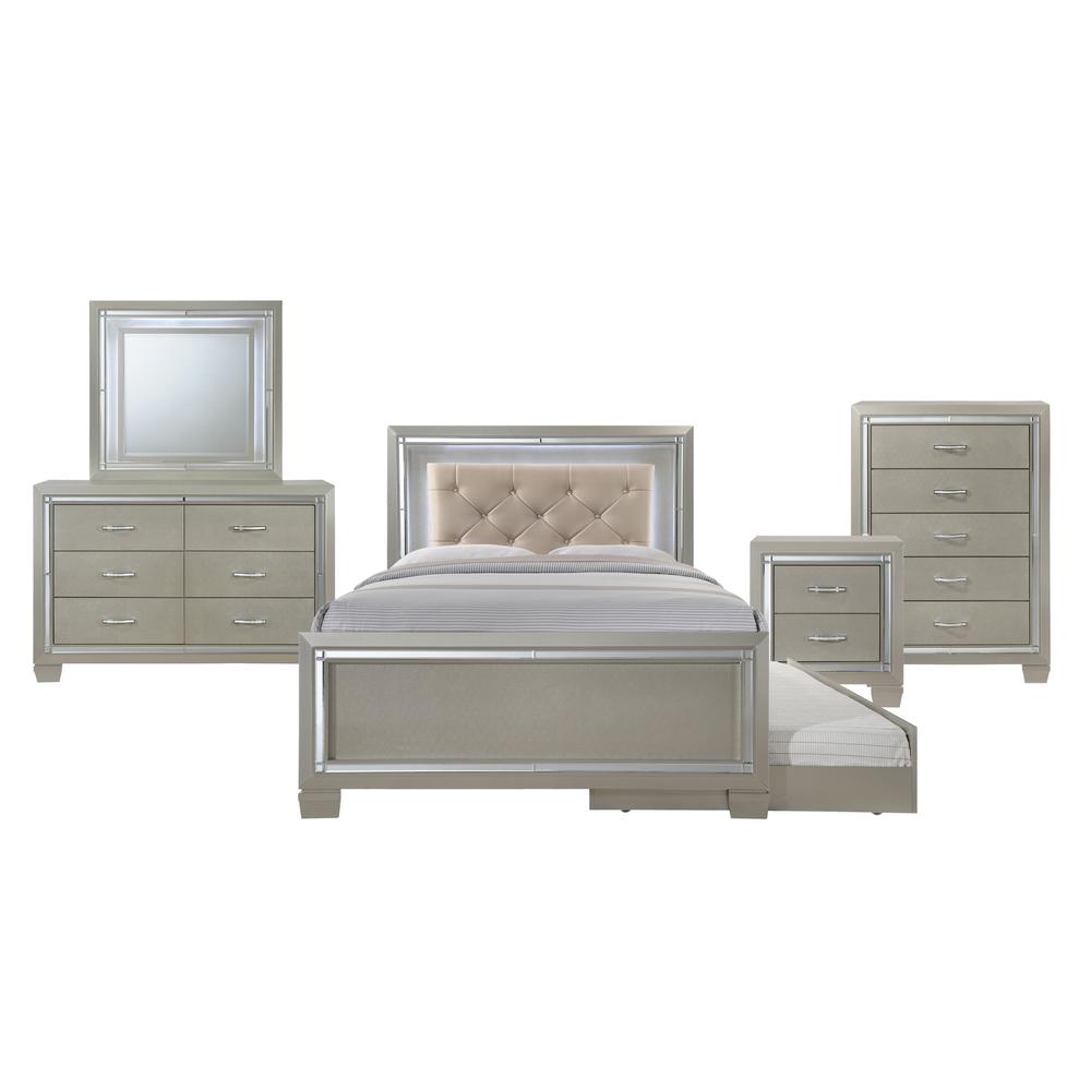 Glamour Youth Full Platform Bed w/ Trundle. Picture 43