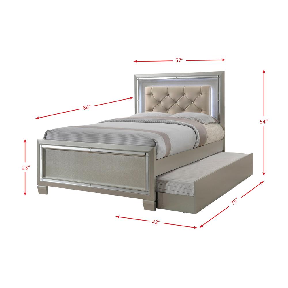 Glamour Youth Full Platform Bed w/ Trundle. Picture 19