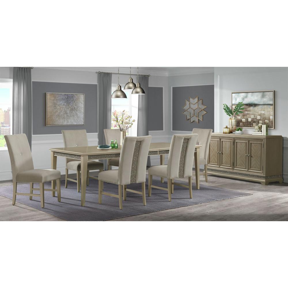 Alston  7PC Standard Height Dining Set in Champagne-Table and Six Chairs. Picture 15
