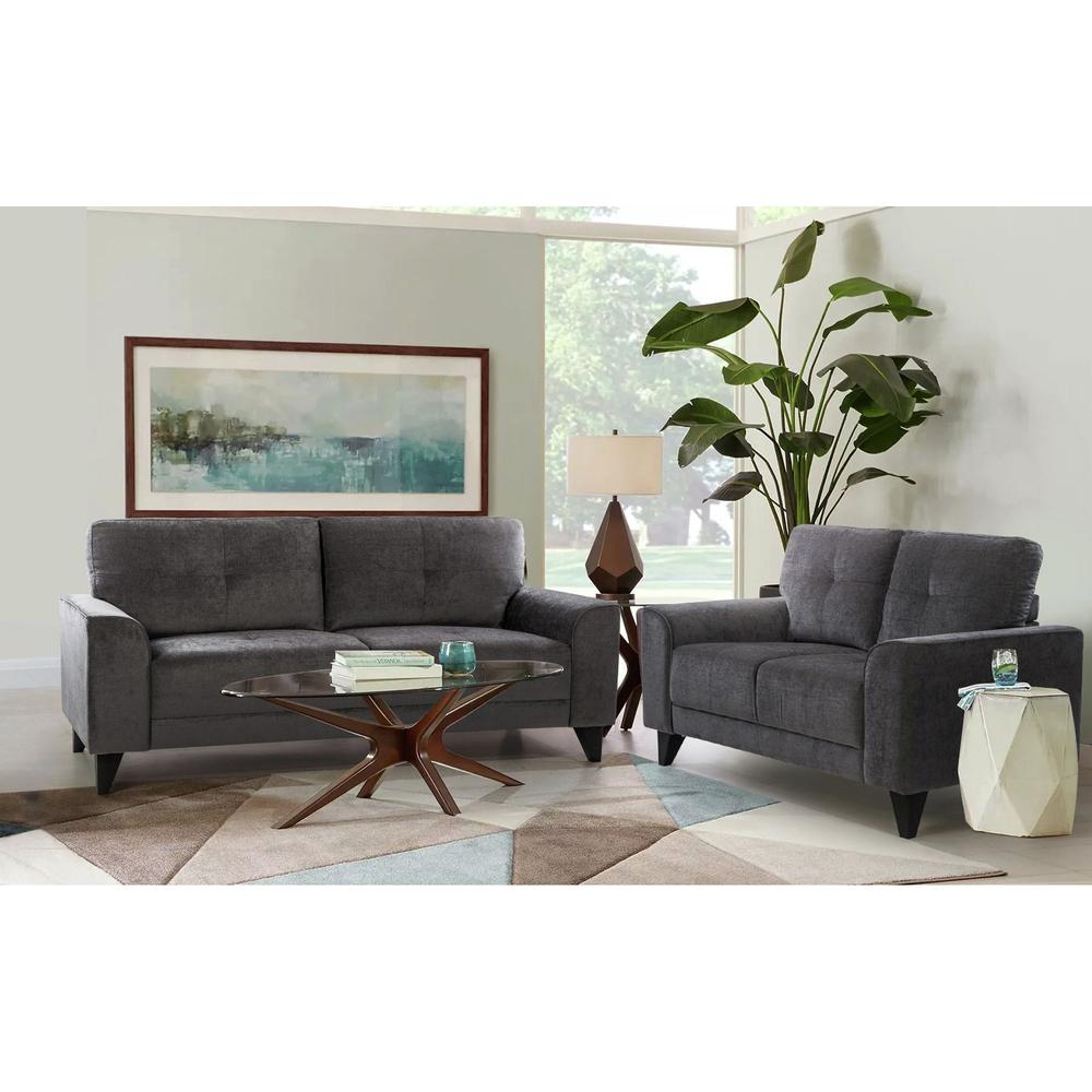 Picket House Furnishings Asher Loveseat in Charcoal. Picture 2