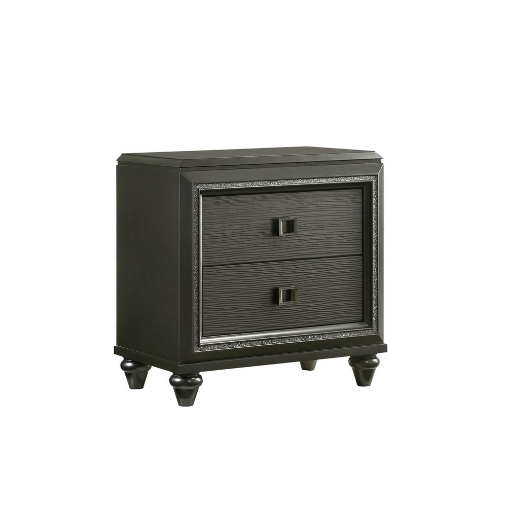 Faris 2-Drawer Nightstand in Black. Picture 1