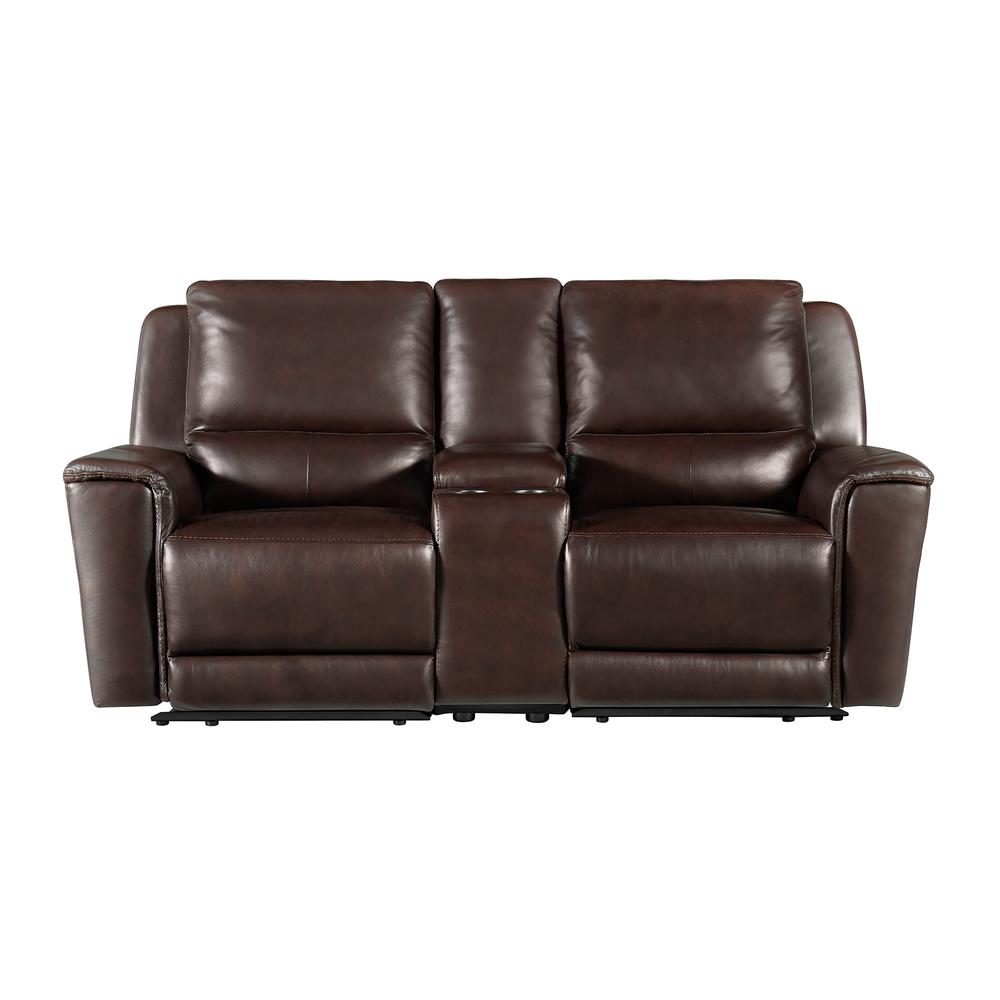 Wylde  Power Motion Loveseat with Console in Palais Dark Brown. Picture 2