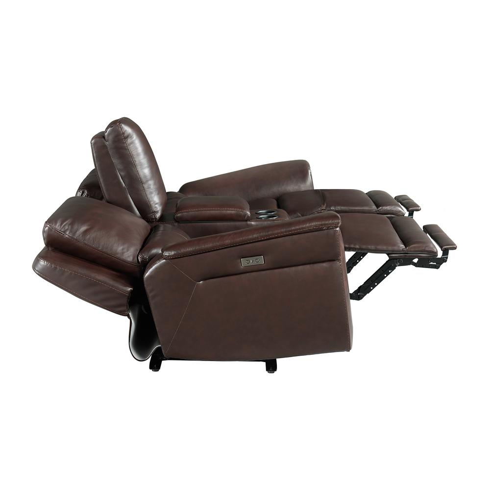 Wylde  Power Motion Loveseat with Console in Palais Dark Brown. Picture 4