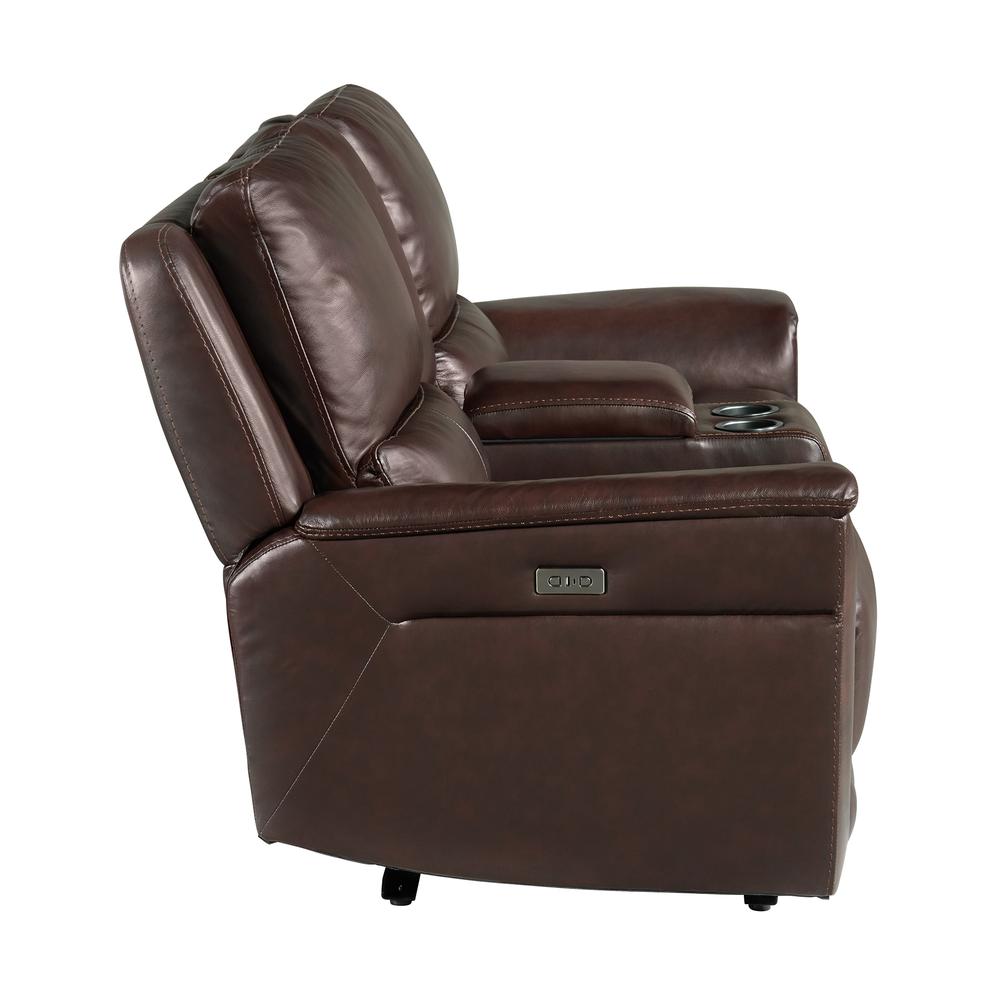 Wylde  Power Motion Loveseat with Console in Palais Dark Brown. Picture 3