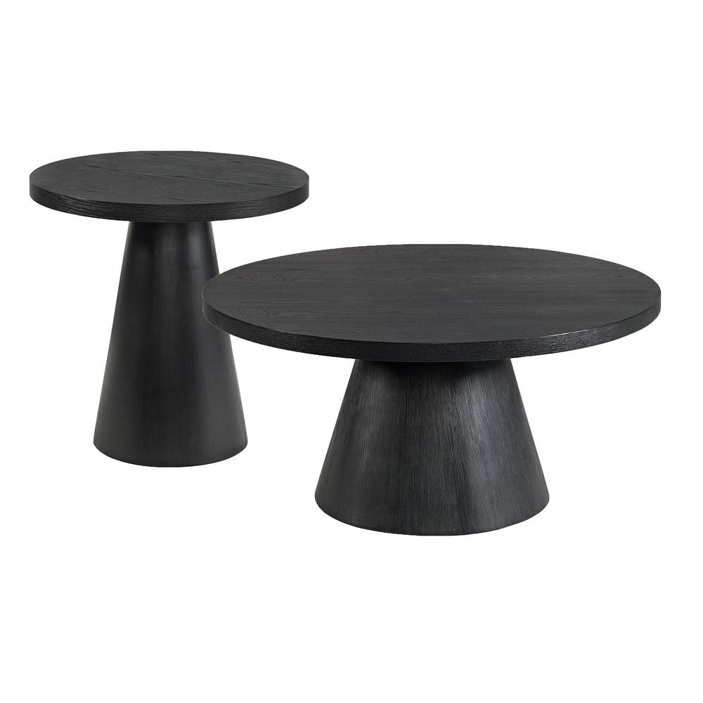 Canal 2PC Occasional Table Set in Black-Coffee Table & End Table. Picture 1