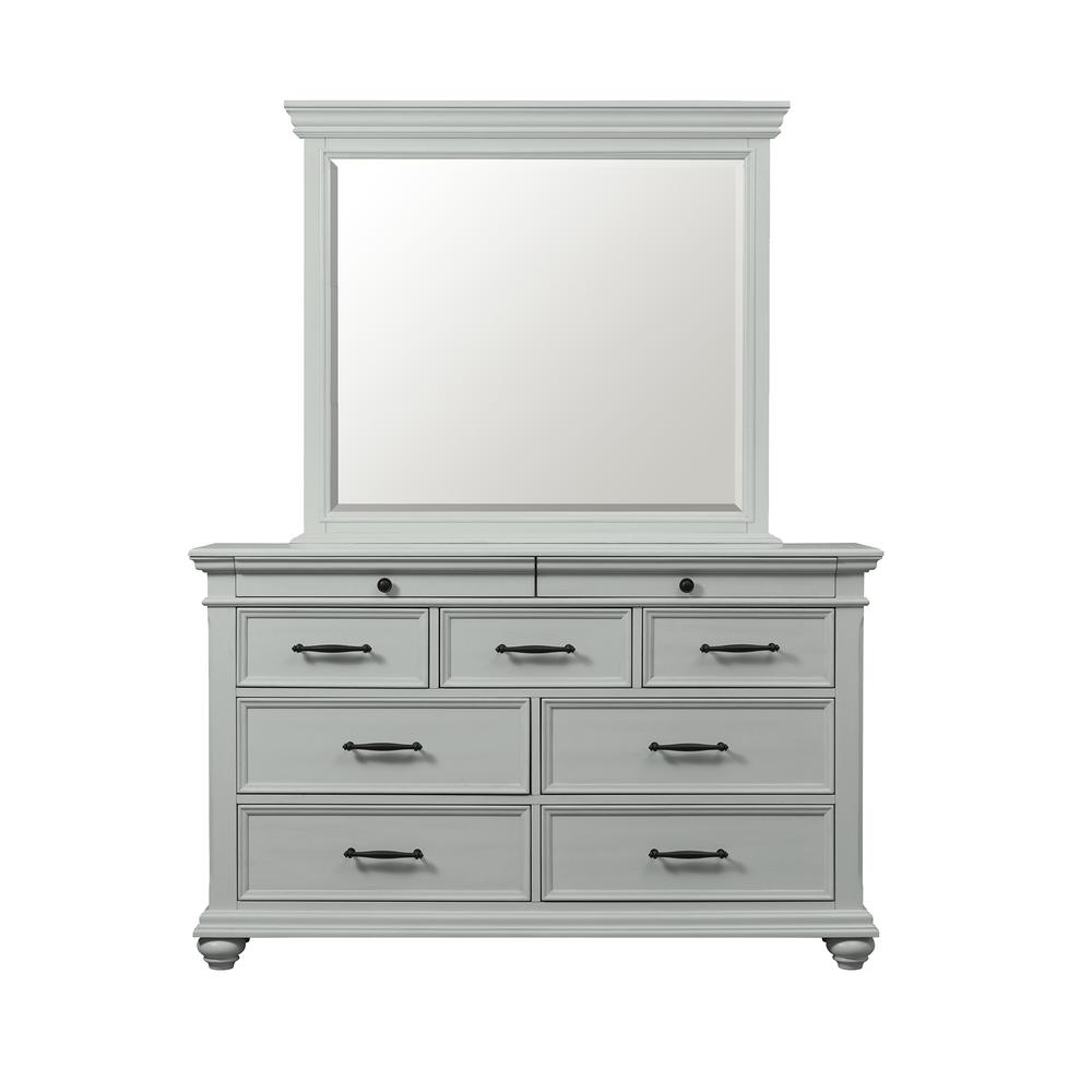 Picket House Furnishings Brooks 9-Drawer Dresser with Mirror in Grey. Picture 4