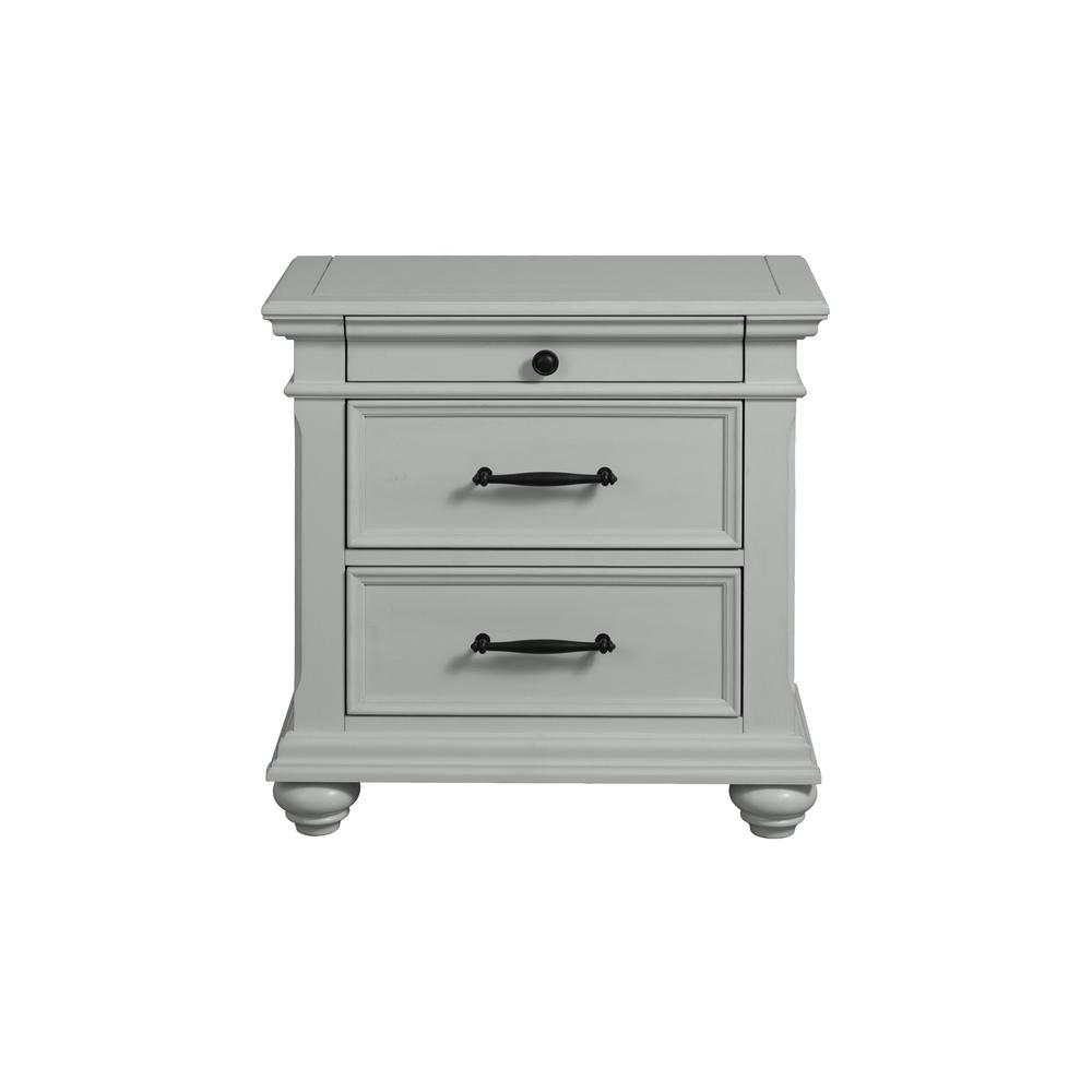 Picket House Furnishings Brooks 3-Drawer Nightstand with USB Ports in Grey. Picture 4