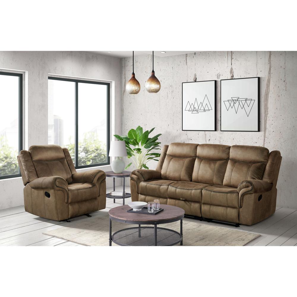 Tasso 3PC Living Room Set in T101 Brown-Sofa, Loveseat & Recliner. Picture 13
